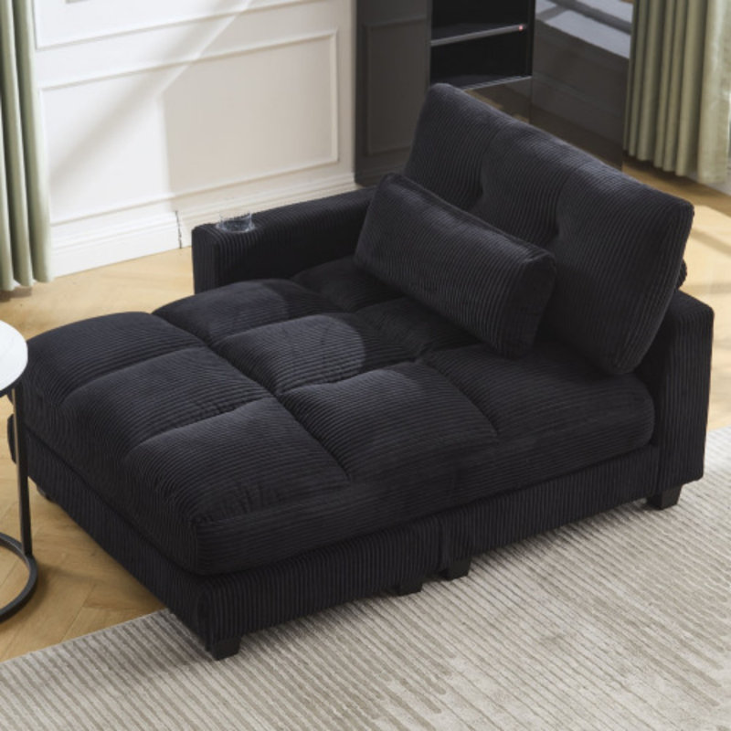 Upholstered Chaise Lounge, Black