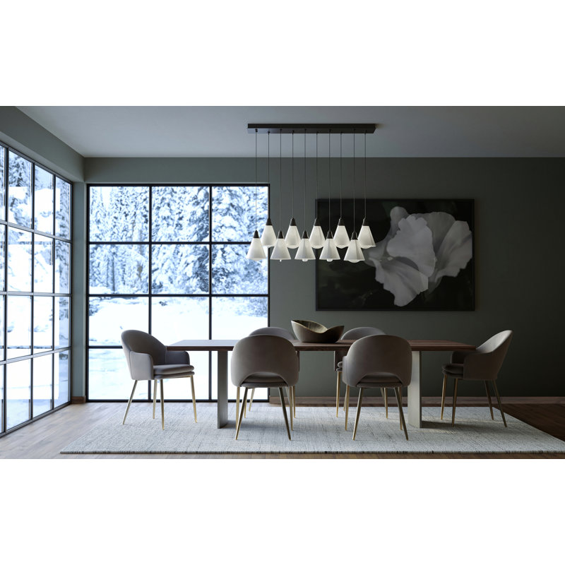 Mobius 10 - Light Rectangular Pendant - Spun Frost Shade, Modern Brass, 130"