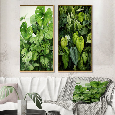Plantes botaniques méticuleusement tropicales - ensemble de 2 reproductions d'art sur toile