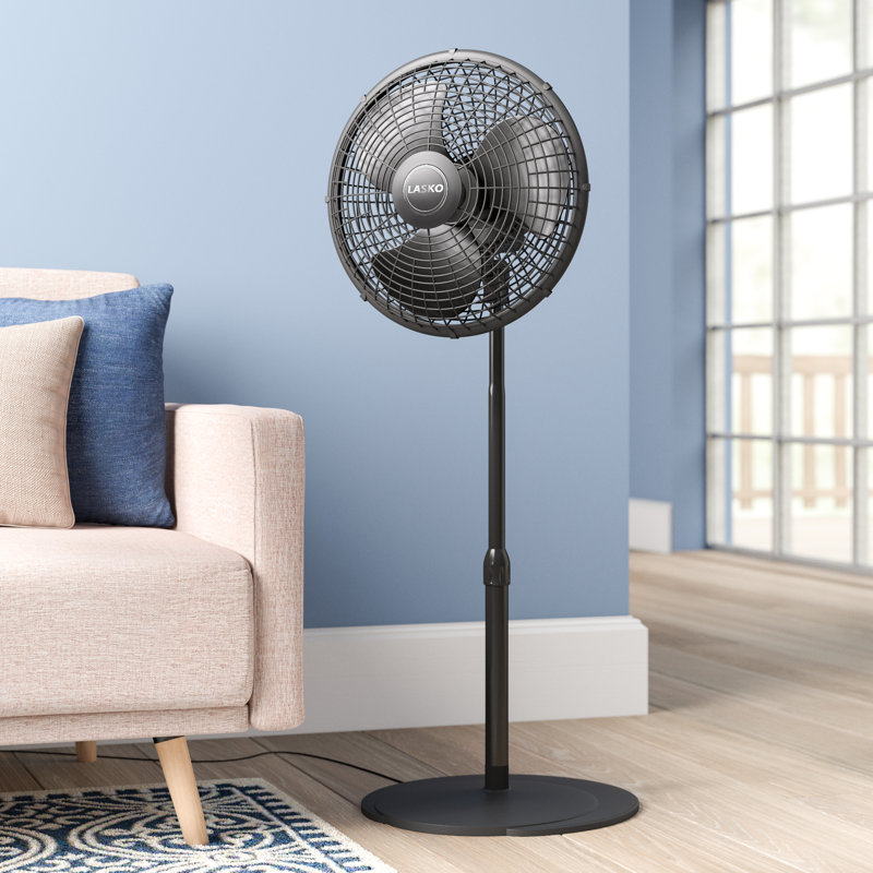 Lasko 16-Inch Black Adjustable Oscillating Pedestal Fan