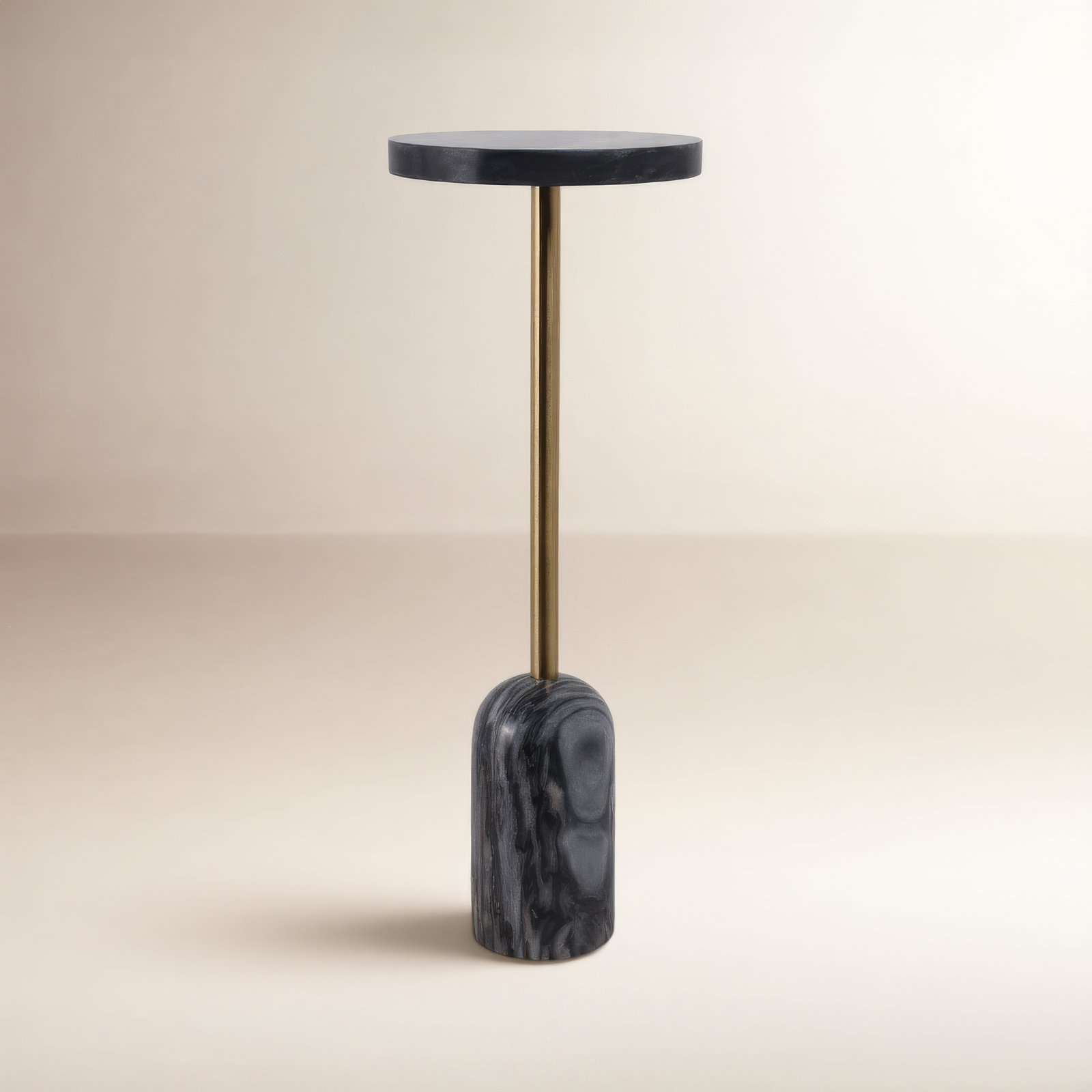 Barrett Genuine Marble End Table, Dark Gray, 27'' H x 10" W x 10" D