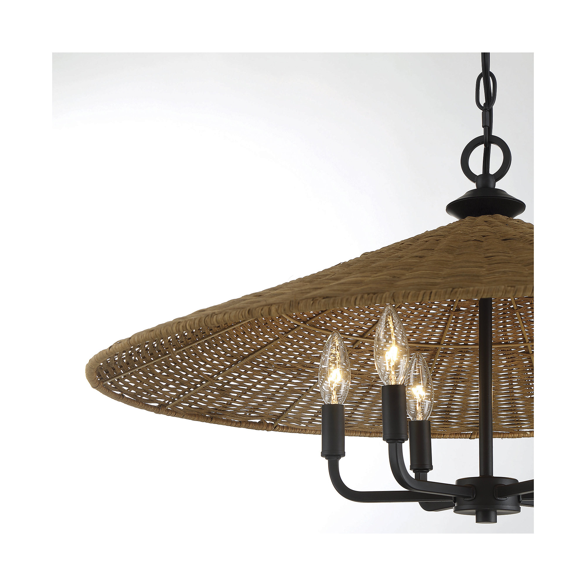 Jared 6 Light Rattan Dimmable Pendant