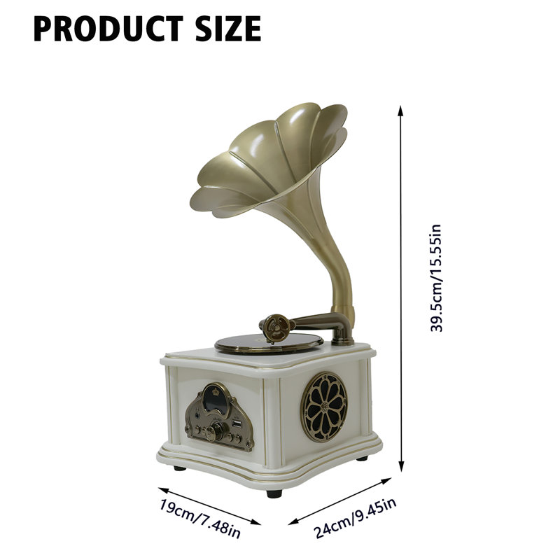 Mini haut-parleur Bluetooth blanc en bois avec radio rétro, son stéréo, sans fil Bluetooth, entrée AUX, lecture USB et prise casque 3,5 mm