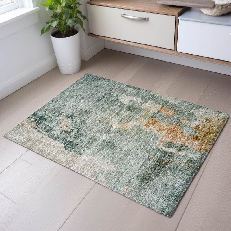 Premium Machine Washable Gurubaksh AMF1157 Abstract Rug, Rectangle 1'8" x 2'6"