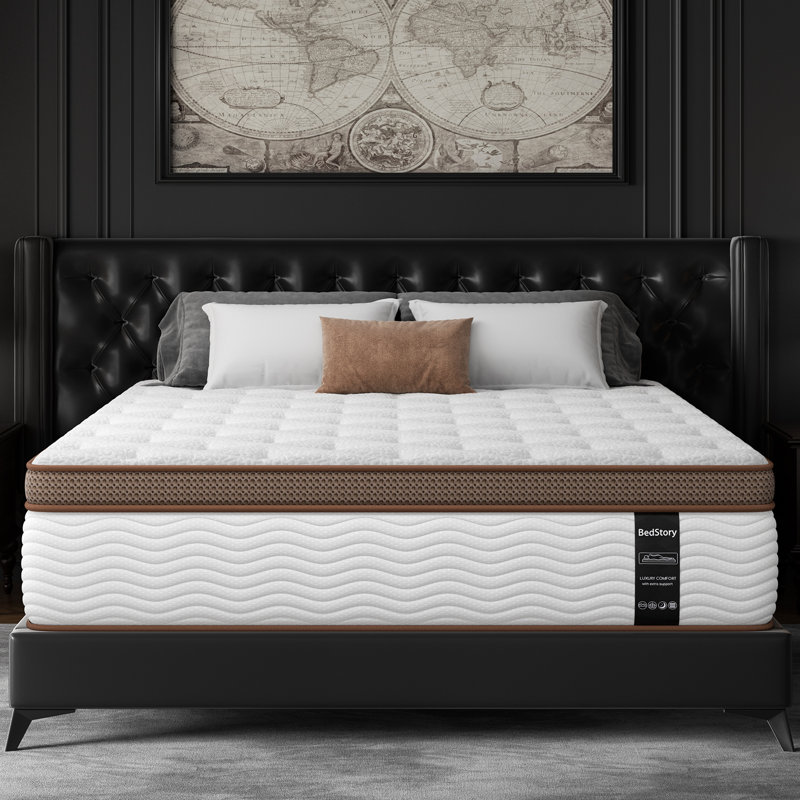 Matelas hybride mi-ferme 10 po / 12 po / 14 po avec ressorts ensachés et support à deux zones - mousse viscoélastique rafraîchissante, CertiPUR-US / OEKO-TEX