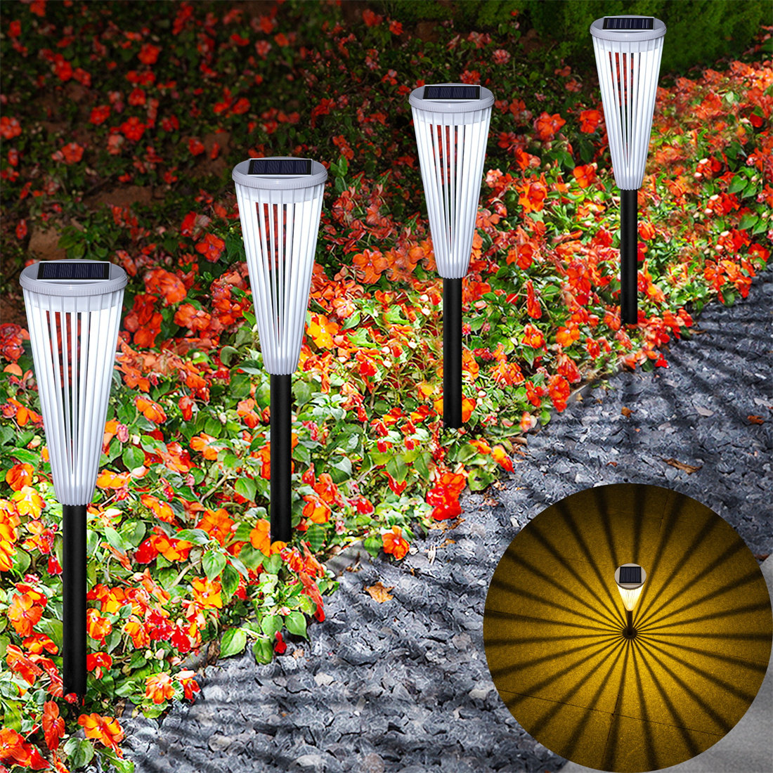JSOT As Shown Low Voltage Solar Powered Integrated LED Pathway Light Pack  Wayfair Canada