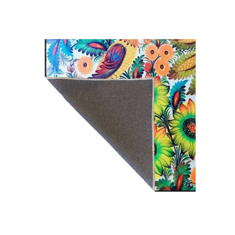 Tapis bleu délavé à motif géométrique multicolore, Tapis de couloir 3 pi 3 po x 9 pi 10 po
