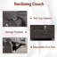 Ensemble de canapé inclinable manuel, 3 pièces de meubles de salon inclinables avec porte-gobelets pour cinéma maison, bureau (gris, causeuse + chaise + chaise)-144816734