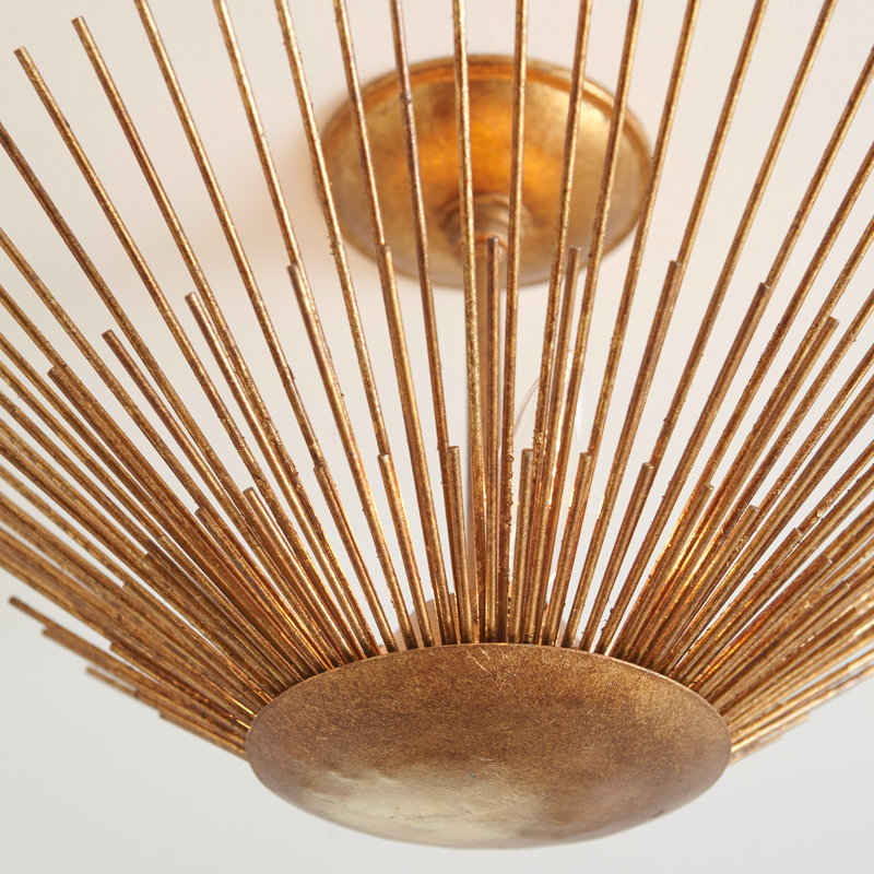 Helios 3 - Light Semi Flush Mount, Antique Gold
