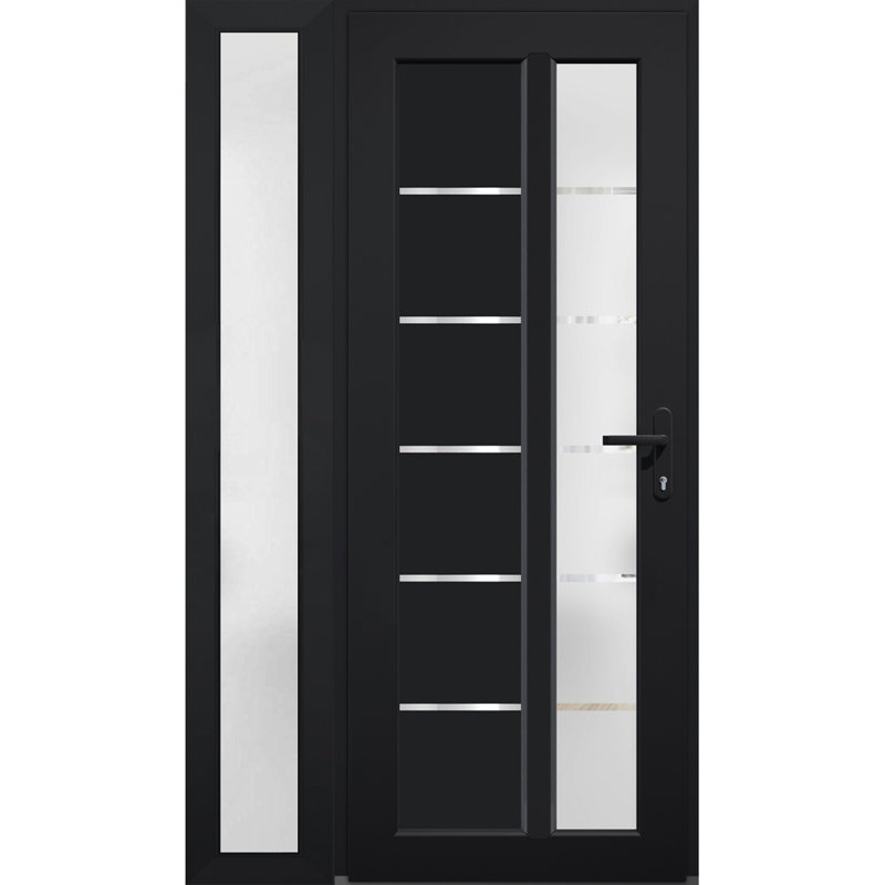 Façade extérieure pré-suspendue Fibre de verre porte vitrée / Manux 8088 noir mat / côté extérieur fenêtre / bureau Portes d'entrée commerciales et résidentielles Garage-l 36 po x H 80 po - Gauche