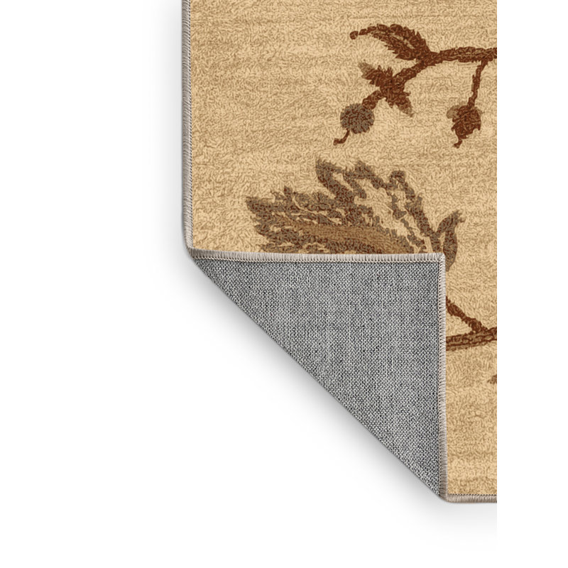 Machine Washable Myrtlewood Halloween Modern & Contemporary Abstract Rug in Brown – Beige Binding, 5x7