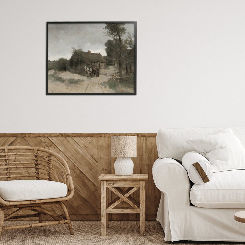 Estampe numérique de style campagnard rustique vintage, design par Riley B, H 16 po x l 20 po, Giclée encadrée noir minuit