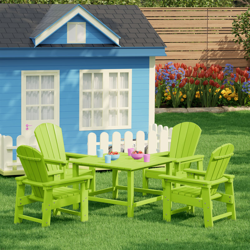 Laguna Kids Adirondack 5-Piece Square Table Dining Set, Lime