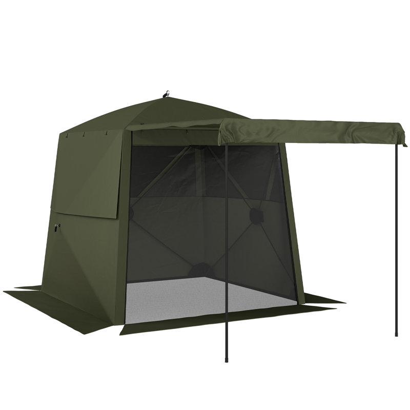 Pop Up Gazebo Waterproof Instant Shelter with Awning Mesh Windows 2 x 2 m, Green
