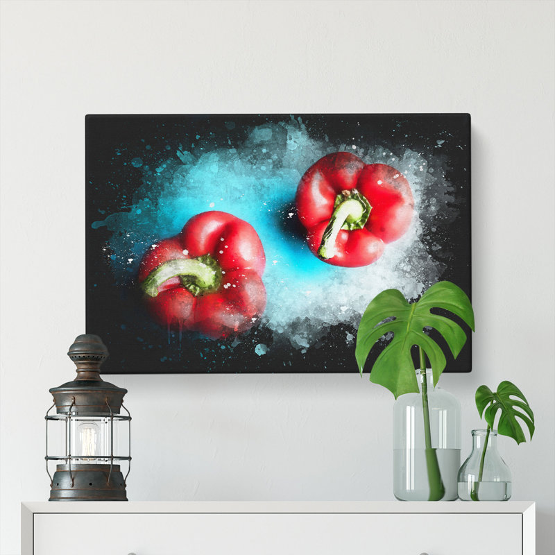 Two Red Bell Peppers - Wrapped Canvas, 30cm H x 45cm W x 4cm D