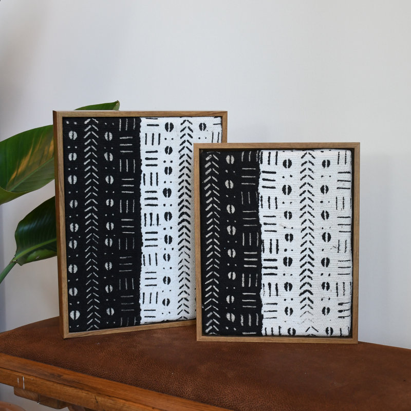 Sacred Patterns BROCHE Mudcloth Framed Wall Art, 9" H x 11" W x 1.5" D