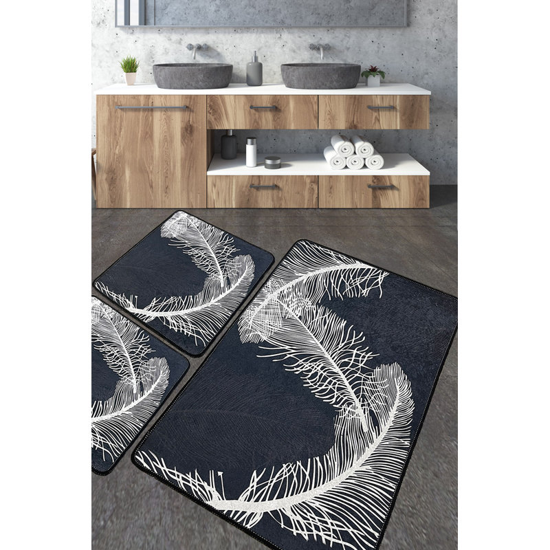 Ensemble de tapis de bain luxueux (3 pièces), en polyester doux, 23,6 po x 39,4 po (1 pièce) et 19,7 po x 23,6 po (2 pièces) | Antibactérien, antidérapant, 20,5 oz / pied carré | Lavable à la machine et durable, parfait pour les salles de bain élégantes