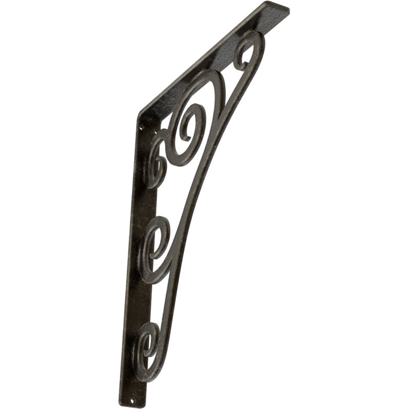 Support en fer forgé Tristan de l 1 1/2 po x P 12 po x H 15 po (support central simple), argent chaud antique