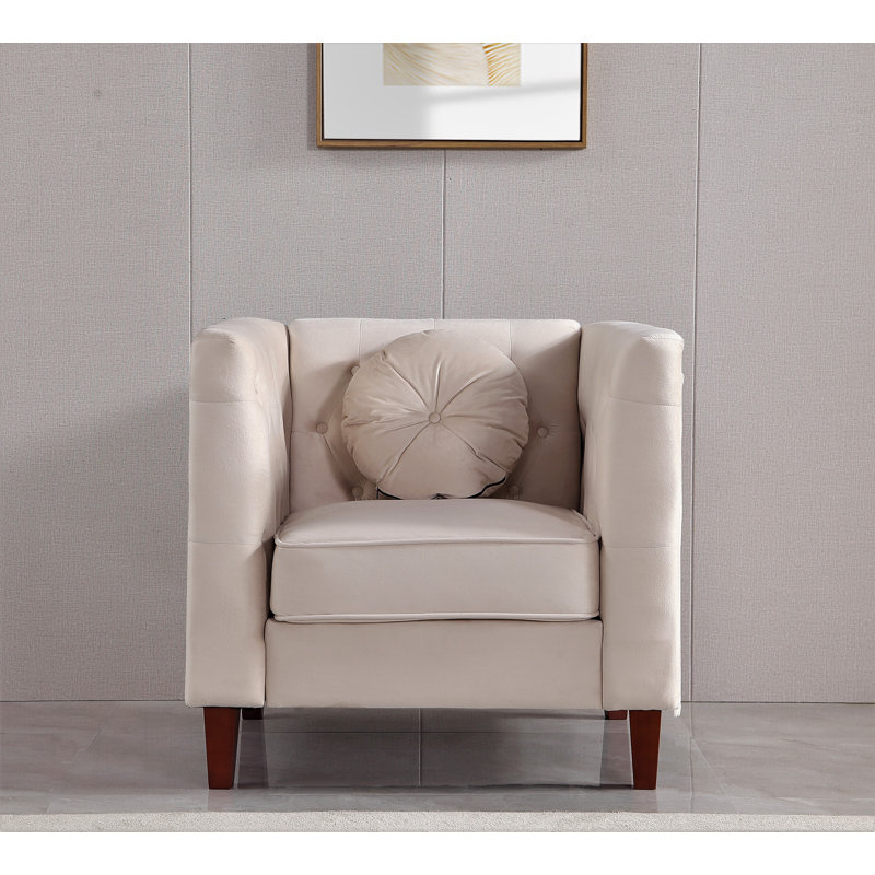 Fauteuil 35 po, Velours beige