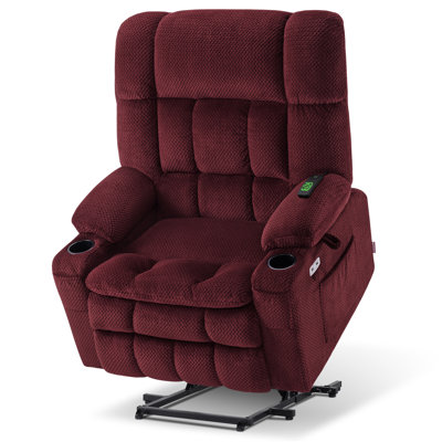 Fauteuil inclinable électrique surdimensionné à deux moteurs avec massage par chaleur et vibrations, position infinie, tissu