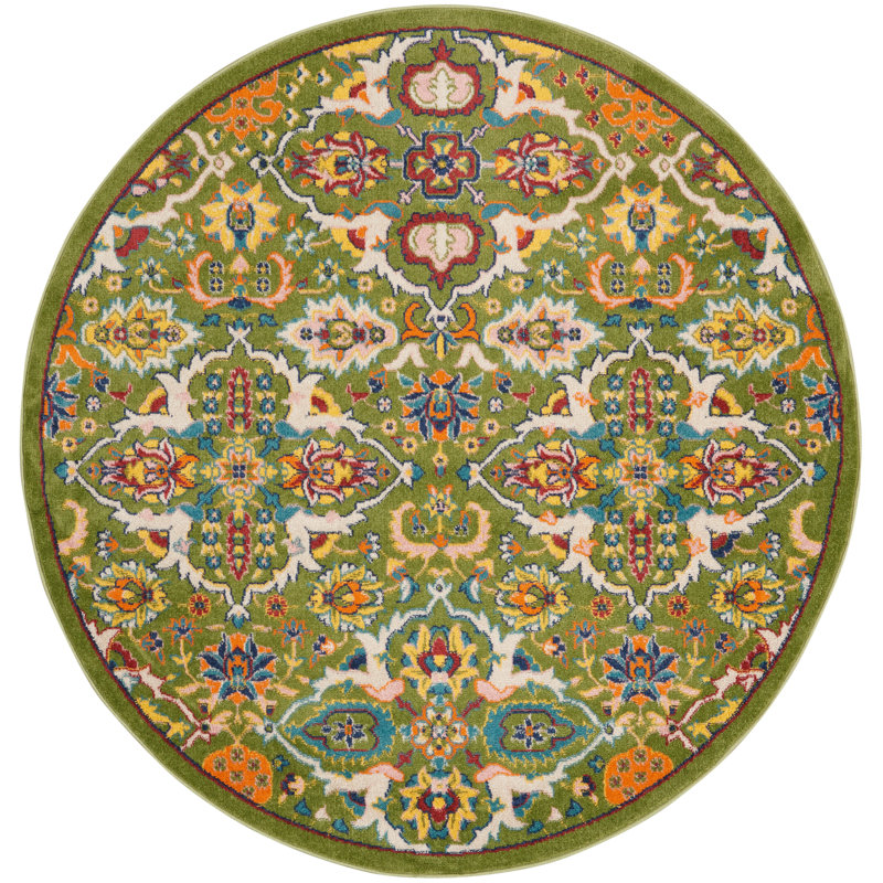 Weylyn Floral Indoor Rug, Round 5'3"