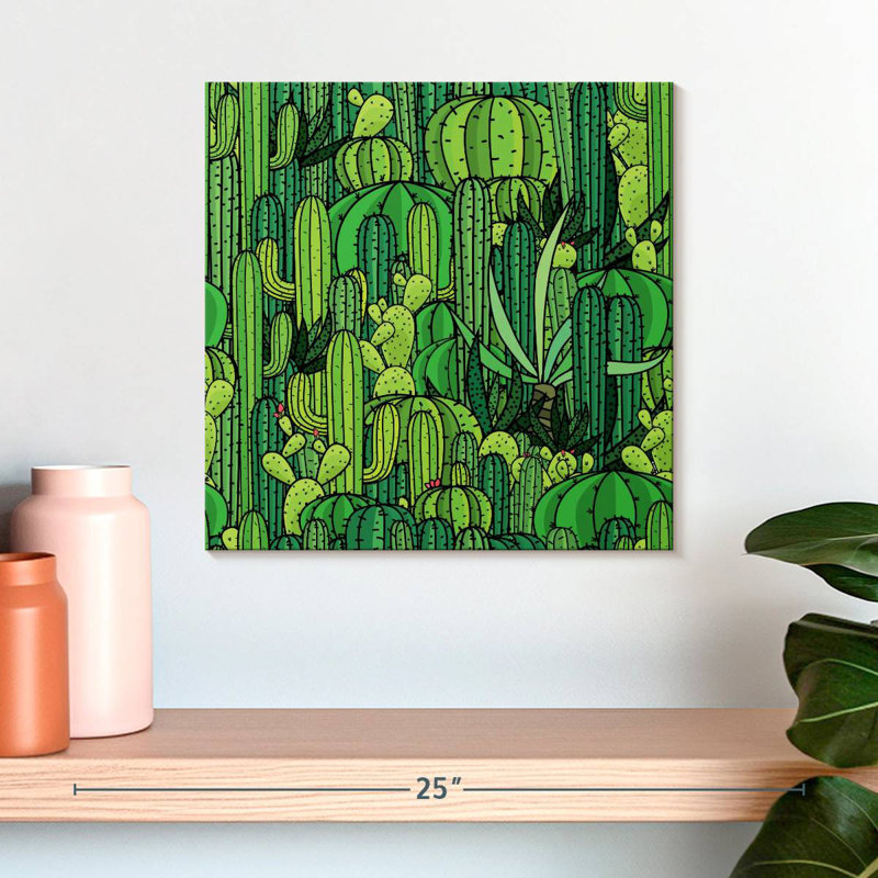 Harnek Green Cactus Pattern, 16" H x 16" W