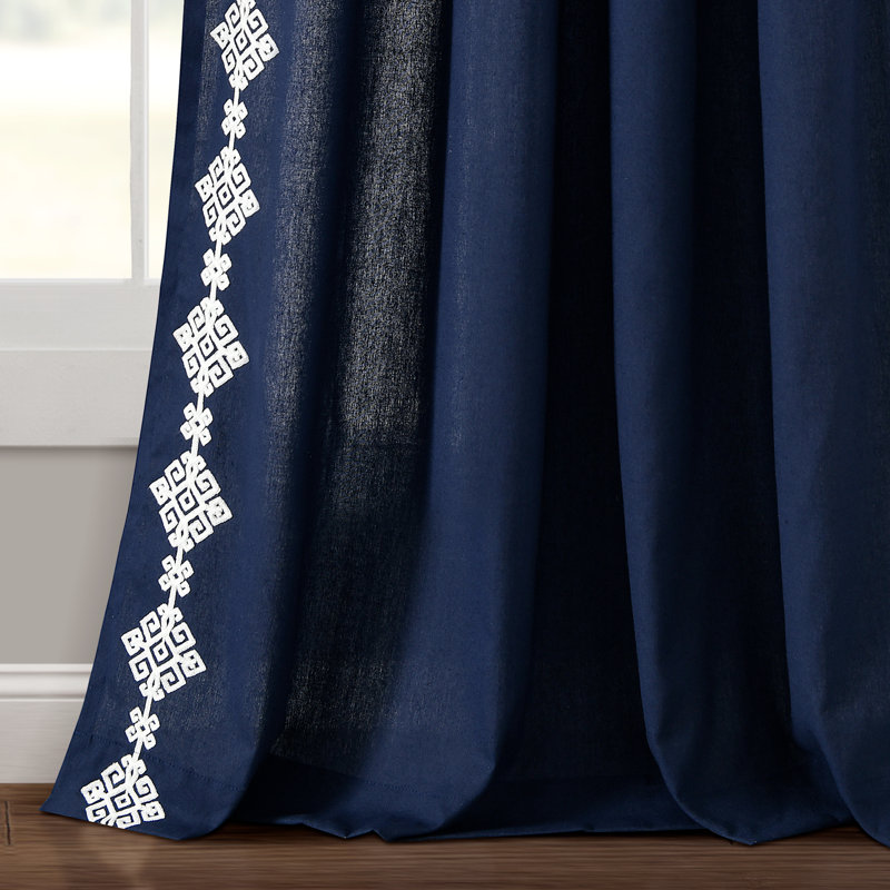  Cotton Blend Room Darkening Curtains / Drapes Panel, Navy