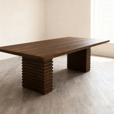 Stylish Solid Wood Dining Table With Extendable Design, For Family Gatherings And Compact Spaces.