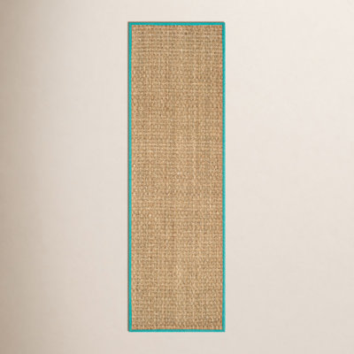 Auckland Bamboo Slat/Seagrass Natural/Teal Area Rug
