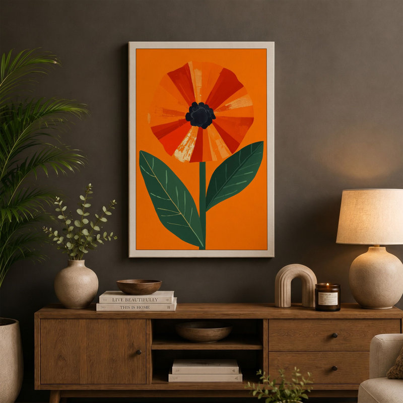 Modern Bloom Botanical - Wrapped Canvas, 24x16 - 61.0 x 40.6 cm, Sage Border