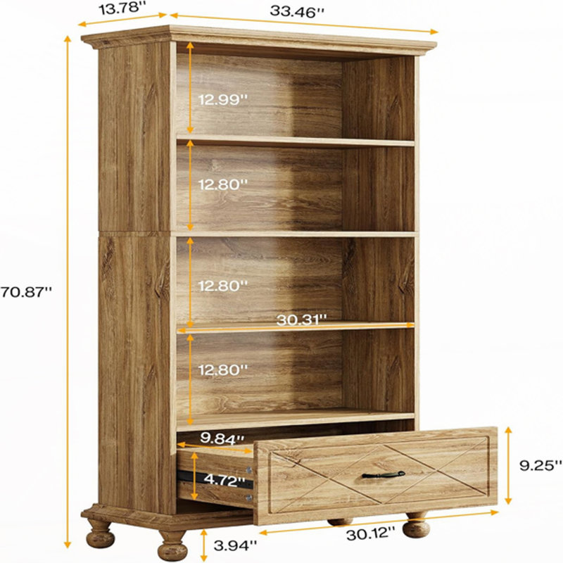 Bookcase with Drawer Storage, Natural