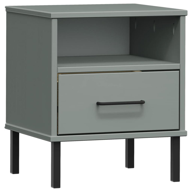 Panzino 40cm W Metal Bedside Table, Grey