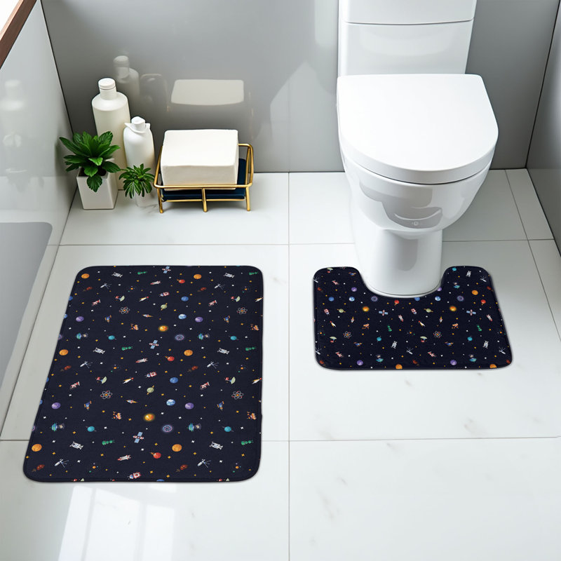  Multicolore ensemble de tapis de salle de bain 2 pièces Spaceship