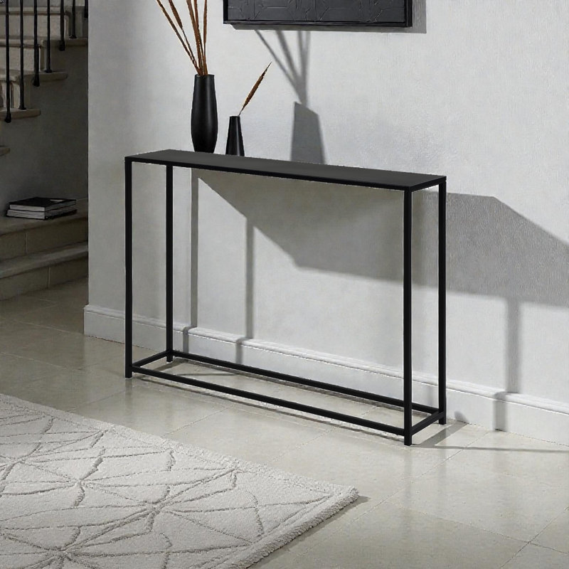 Pangea Home Weidler Miley Console Table- Metal Console Table – Modern Slim Entryway & Sofa Console in 38" Width- Black Metal Console