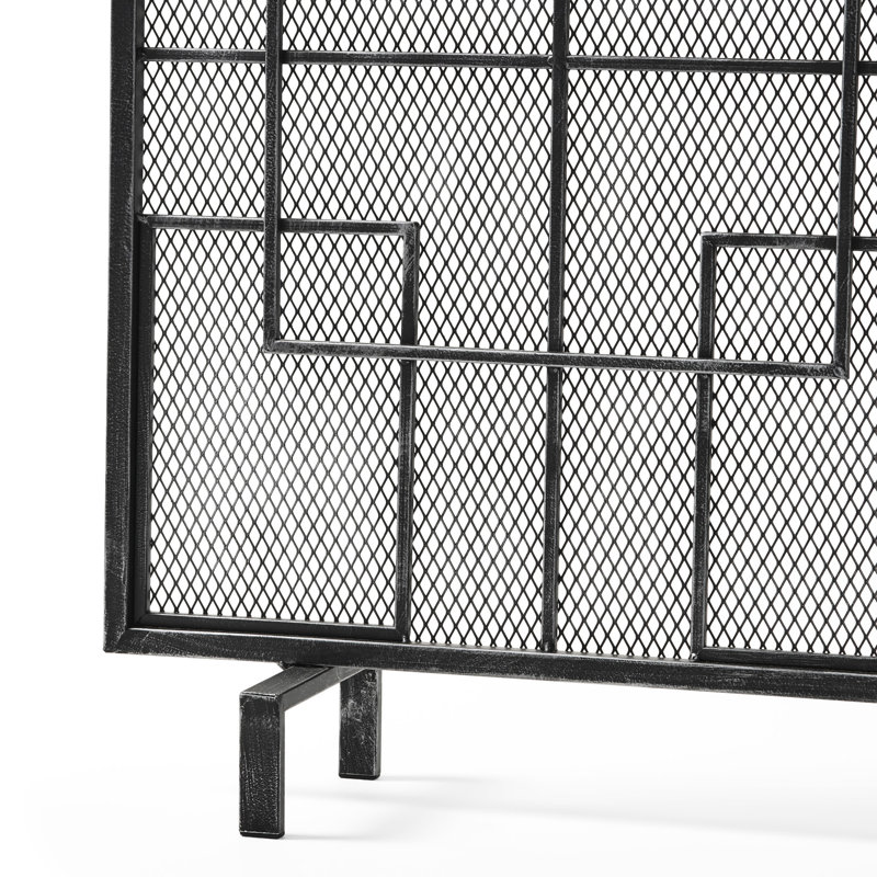 Housse de protection contemporaine pour foyer en fer de 7,81 po de profondeur et garde géométrique élégante qui ajoutera de l'élégance à votre espace