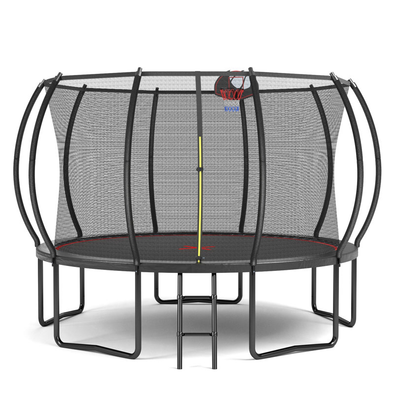 Citrouille trampoline 12 pi - échelle - noir rouge