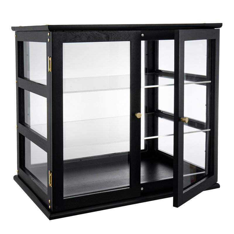 3-Tier Black Solid Wood Bread Box