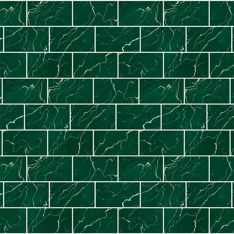 14cm W x 28cm L Aluminum Peel and Stick Subway Tile, Green