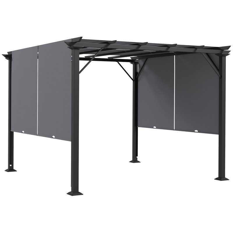 10 Ft. W x 10 Ft. D Steel Pergola, Grey