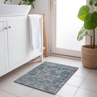 Machine Washable Indoor/Outdoor Claudian ACN1240 Blue 9' x 12' Rug