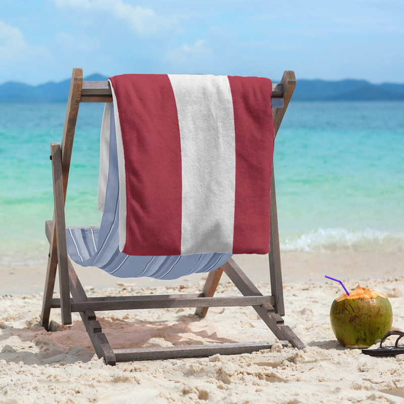 Montreal Lightweight Beach Towel, Red/White/Red, Poly/Cotton