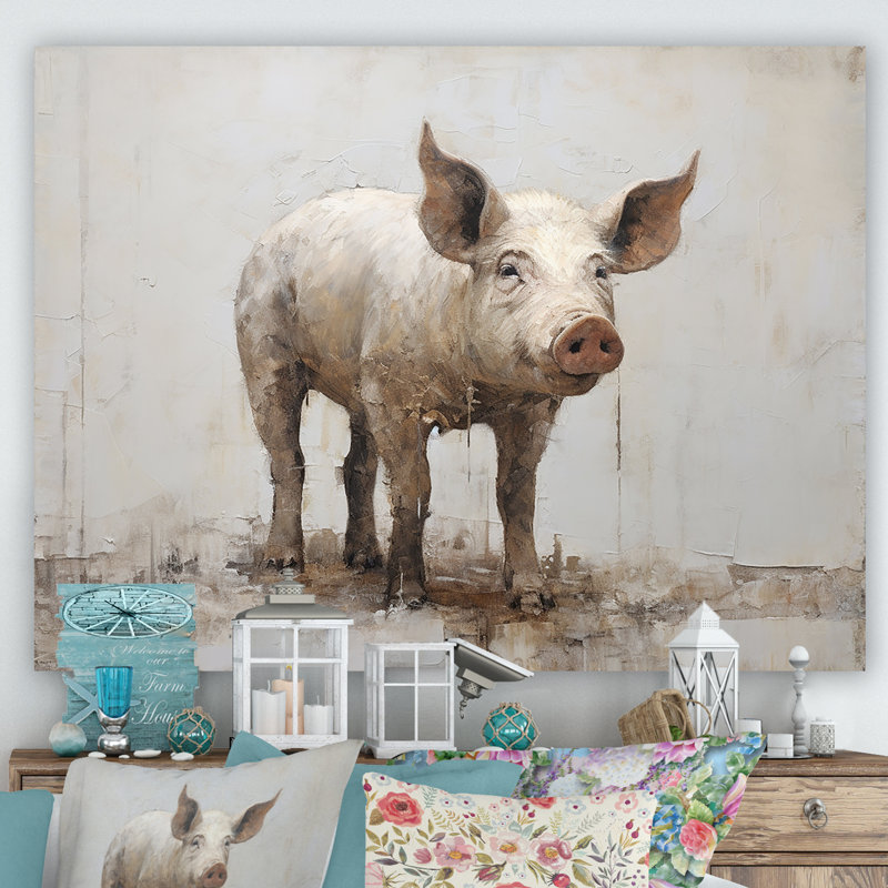 L'art des cochons II sur toile, Toile tendue, H 30 po x l 40 po x P 1,5 po