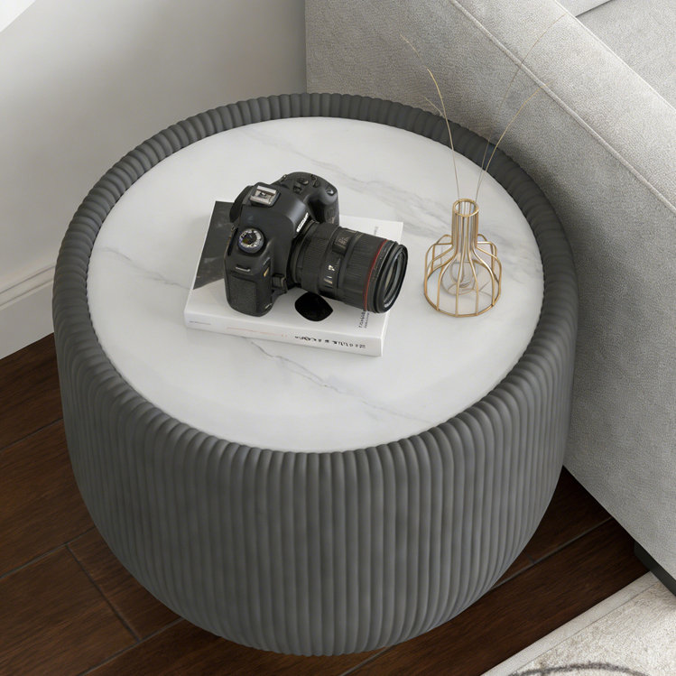 Table d'appoint moderne et ronde, Gris/doré