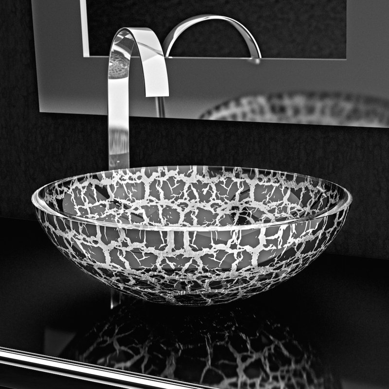 Atelier 17.4'' L Bathroom Sink, Silver/Black
