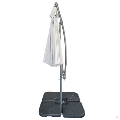 10Ft Offset Patio Umbrella - Offset Hanging Cantilever Patio Outdoor Market Umbrella Protection With Easy Tilt Adjustment And Crank For Pool Deck And Garden (Grey)