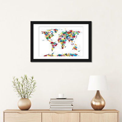 «World Map Paint Drops», impression sur toile