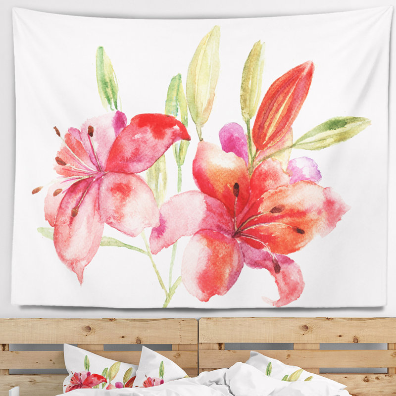 Tapisserie d'illustration de fleurs de lys Floral, H 50 po x l 60 po