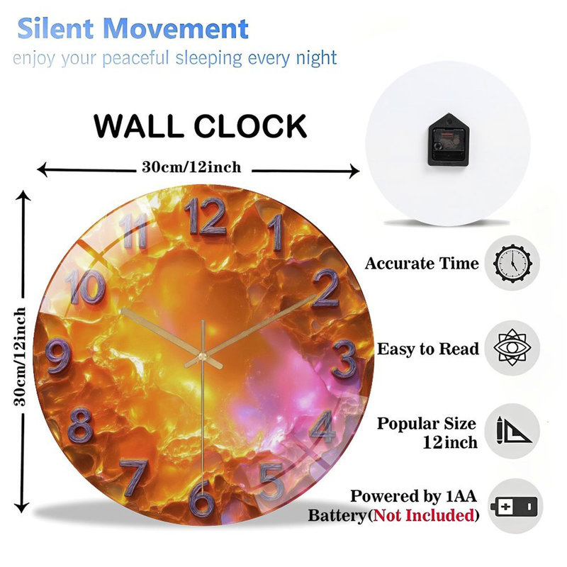 Horloge murale en verre 12 po