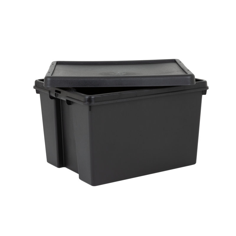 Wham Bam 24L H.Duty Box & Lid Pack of 3 Black Recycled