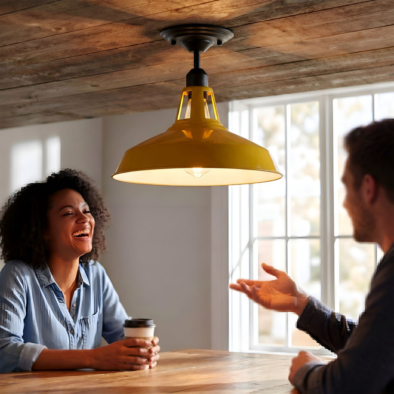 Lina Semi Flush Mount, Yellow, Black